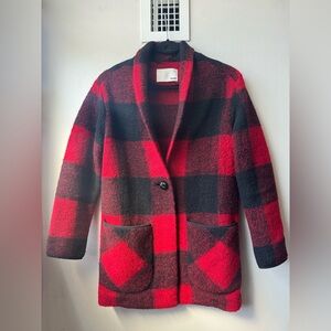 Wilfred Wool Red & Black Plaid Jacket